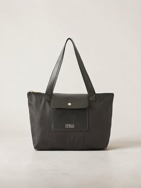 Cavalli Class Black Nylon Tote with Front Pocket